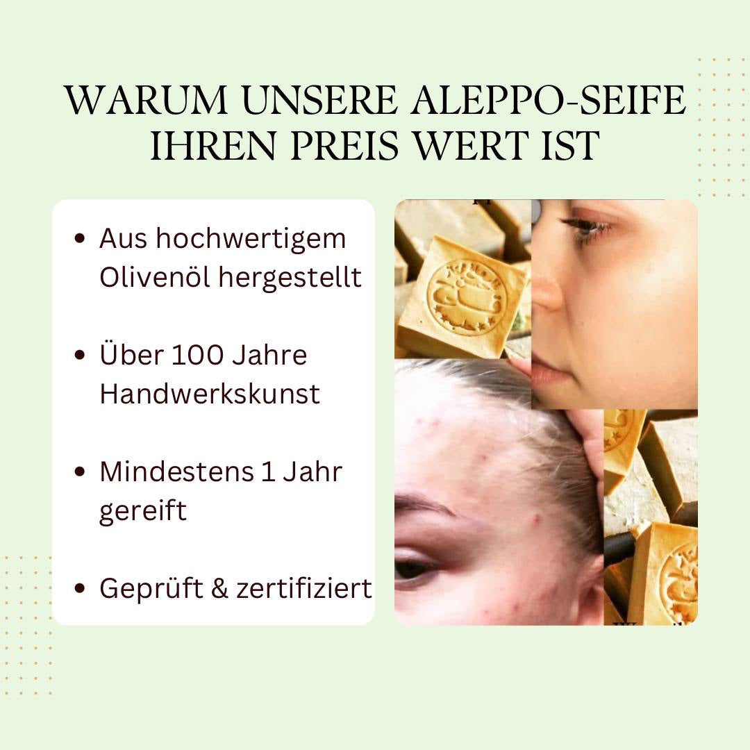 Aleppo Olivenölseife ca. 190g – Unverpackte, Naturseife, empfindliche Haut, Haarseife.